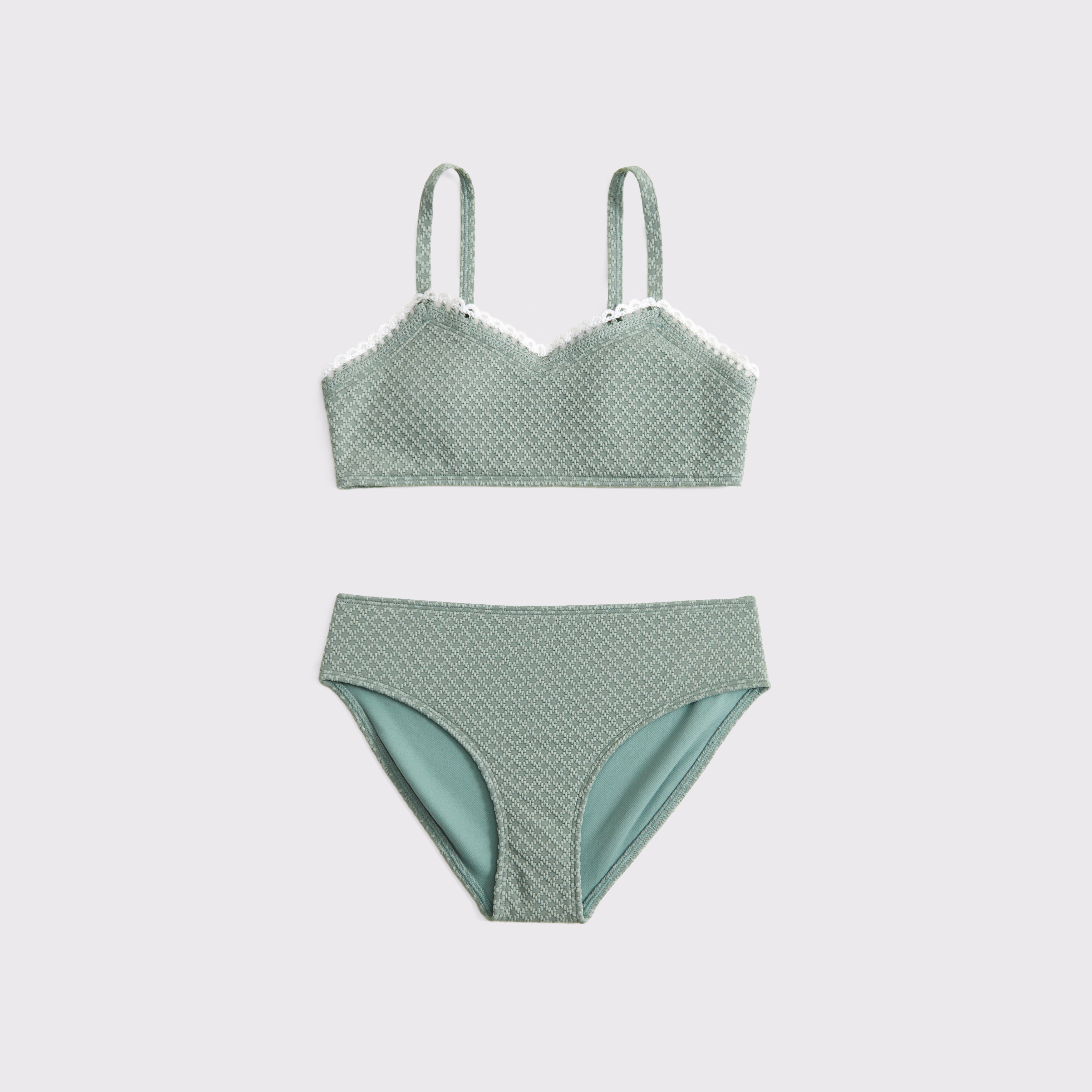 Abercrombie & Fitch Kids' Triangle Trim Two-piece Swimsuit In Green