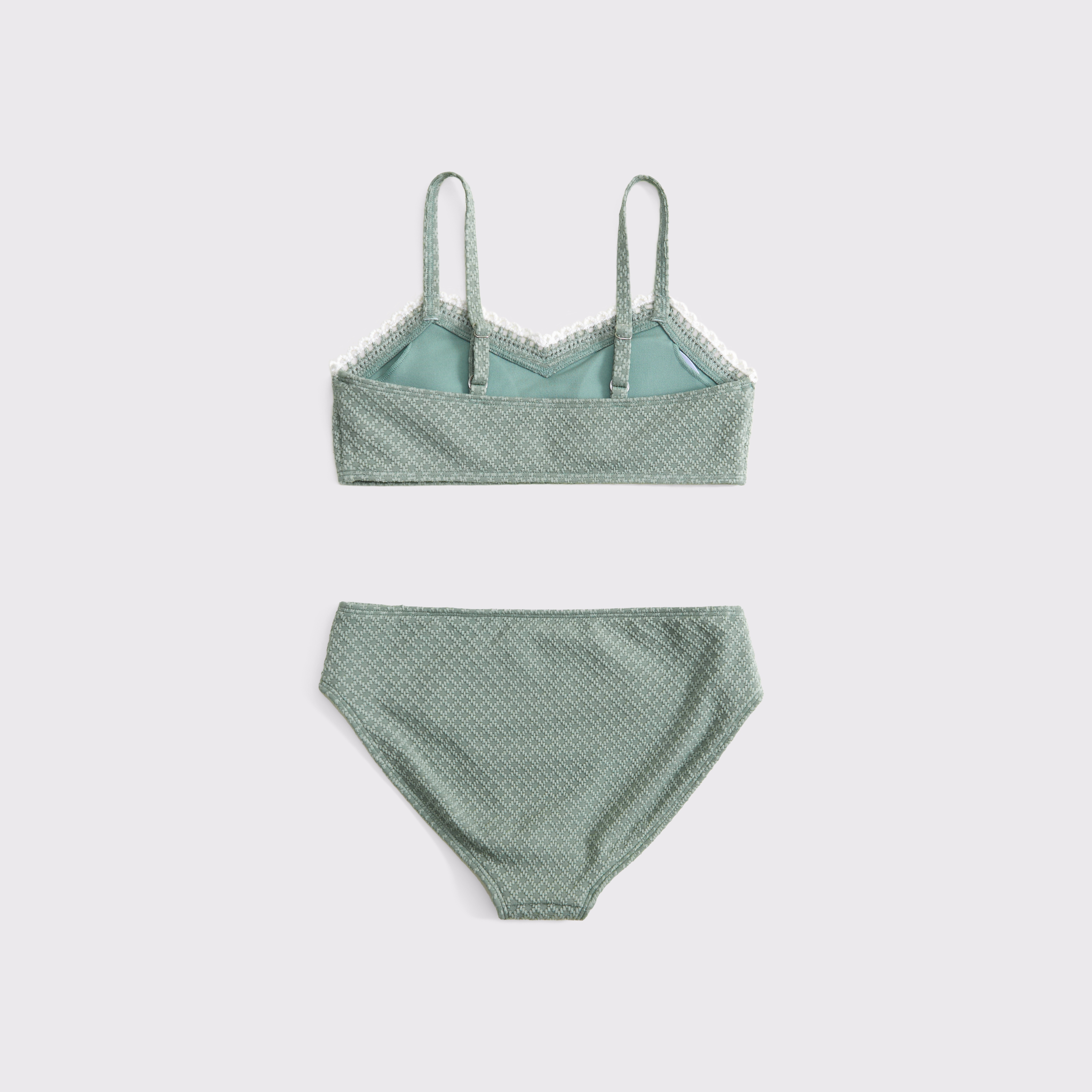 Abercrombie & Fitch Triangle Trim Two-piece Swimsuit In Green