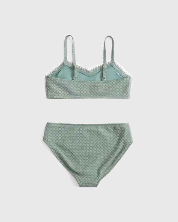 triangle trim two-piece swimsuit, Green view 2