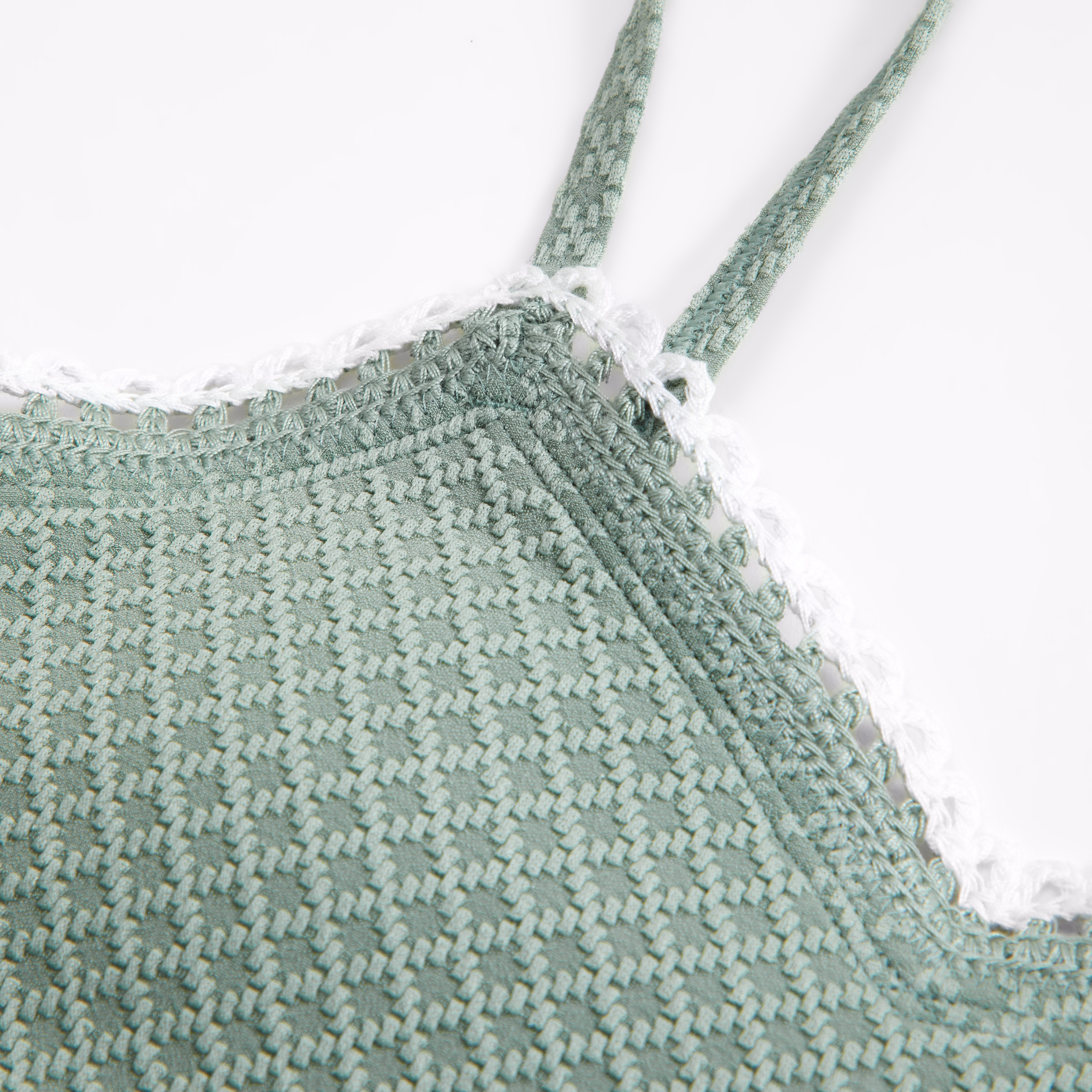 Abercrombie & Fitch Triangle Trim Two-piece Swimsuit In Green