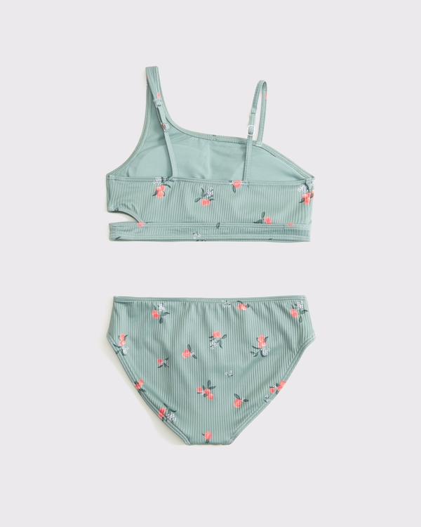 asymmetrical cutout two-piece swimsuit, Green Pattern view 2