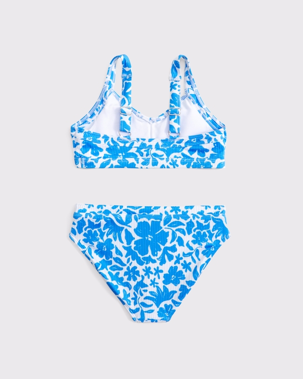 thick strap triangle two-piece swimsuit, Blue Pattern view 2