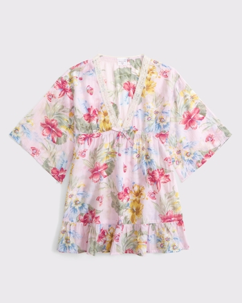 short-sleeve kaftan coverup