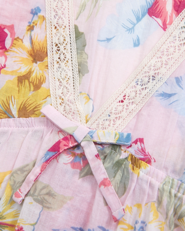 short-sleeve kaftan coverup, Pink Floral view 2