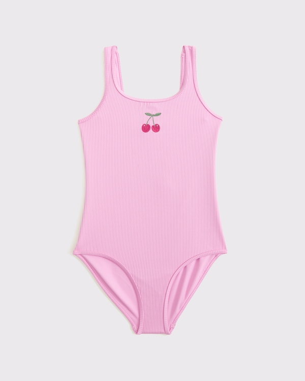 scoopneck one-piece swimsuit, Pink view 1