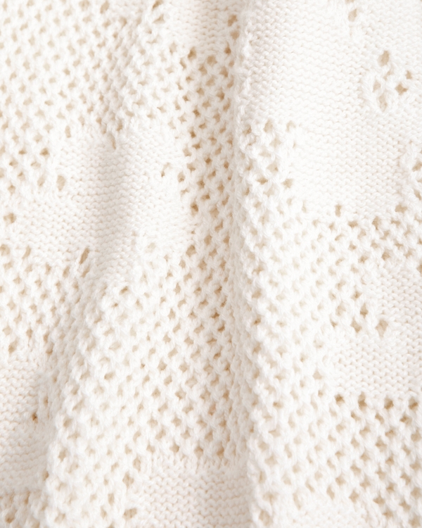 crochet-style mini dress coverup, White view 2