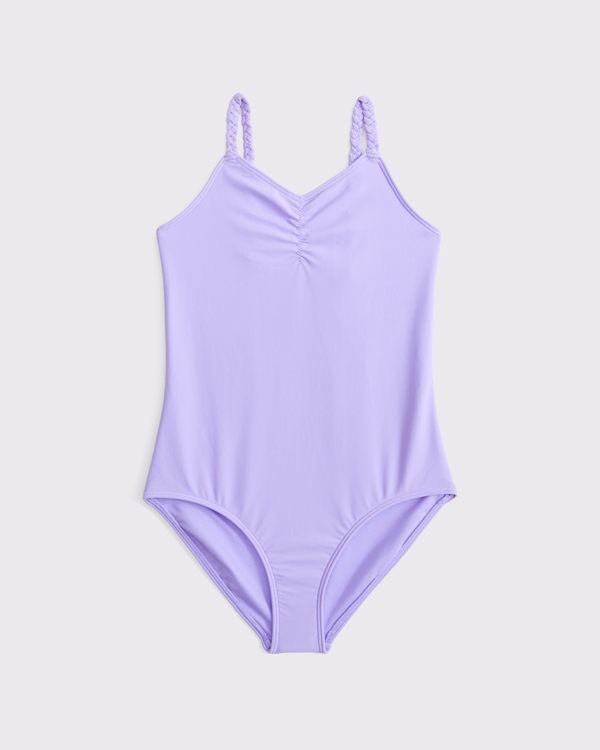braided triangle cinched one-piece swimsuit, Purple view 1