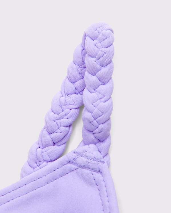 braided triangle cinched one-piece swimsuit, Purple view 2