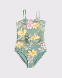 tie-waist cutout one-piece swimsuit