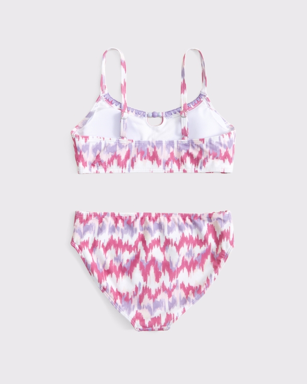 beaded cutout scoopneck two-piece swimsuit, Pink Print view 2