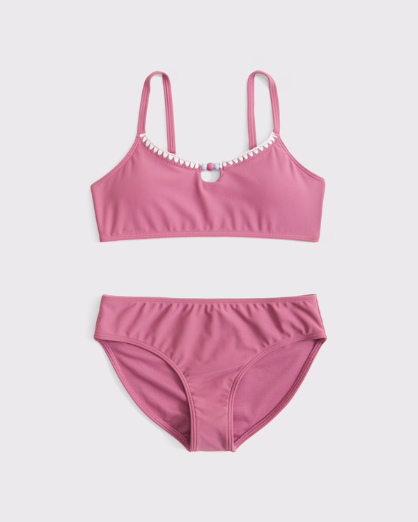 beaded cutout scoopneck two-piece swimsuit, Pink view 1