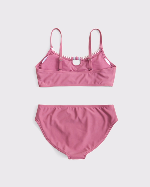 beaded cutout scoopneck two-piece swimsuit, Pink view 2