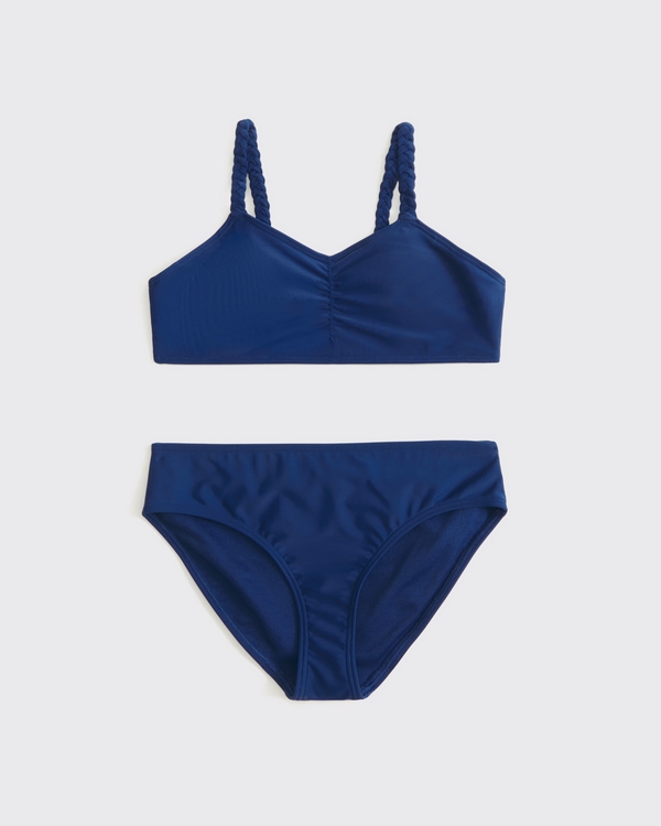 braided triangle cinched two-piece swimsuit, Dark Navy view 1