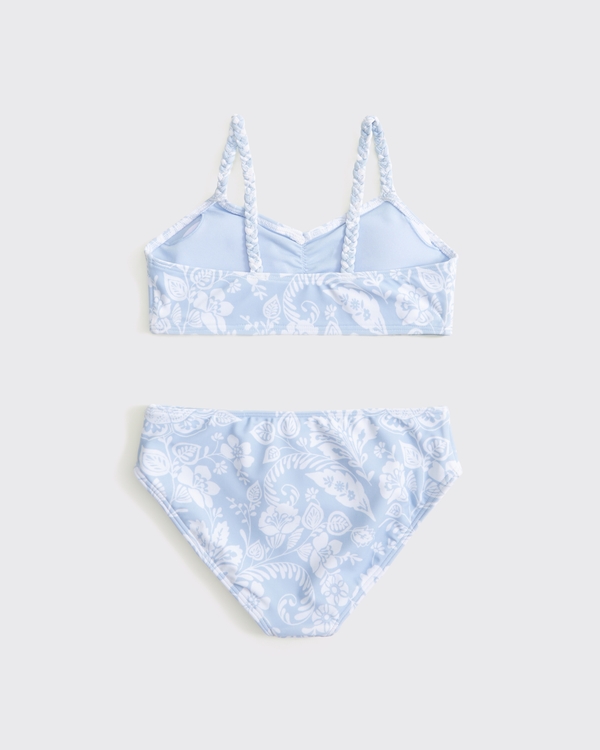 braided triangle cinched two-piece swimsuit, Light Blue Pattern view 2