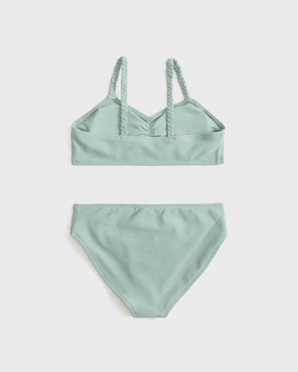 braided triangle cinched two-piece swimsuit, Dark Sage view 2