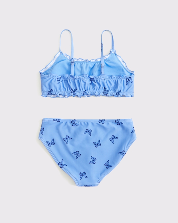 lettuce edge scoopneck two-piece swimsuit, Blue Print view 2