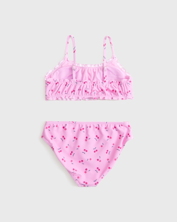 lettuce edge scoopneck two-piece swimsuit, Pink Cherry Pattern view 2