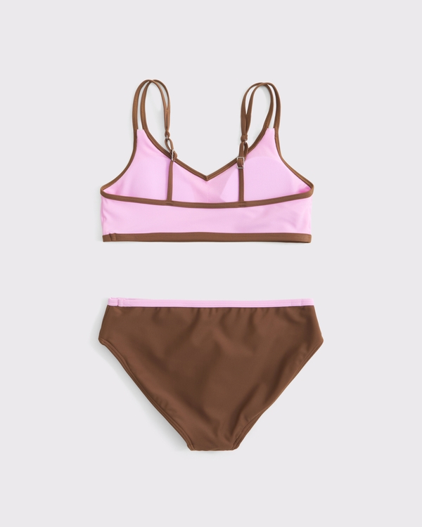 double-strap triangle two-piece swimsuit, Pink And Brown view 2