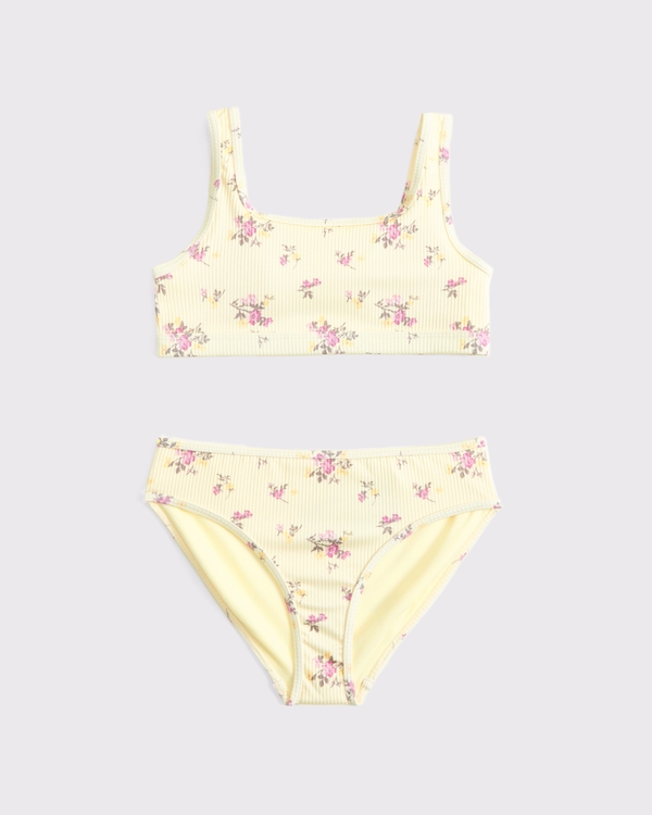 scoopneck two-piece swimsuit, Yellow Floral view 1