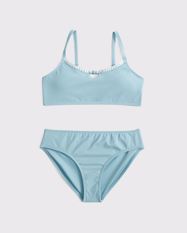 beaded cutout scoopneck two-piece swimsuit, Aqua view 1