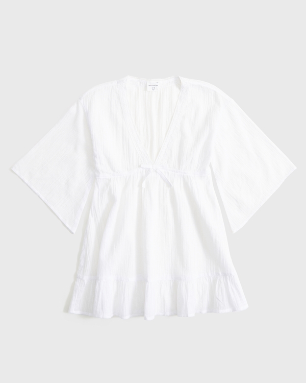 short-sleeve kaftan coverup, White view 1