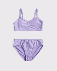 Traje de baño de dos piezas ceñido con forma de triángulo y trenzas