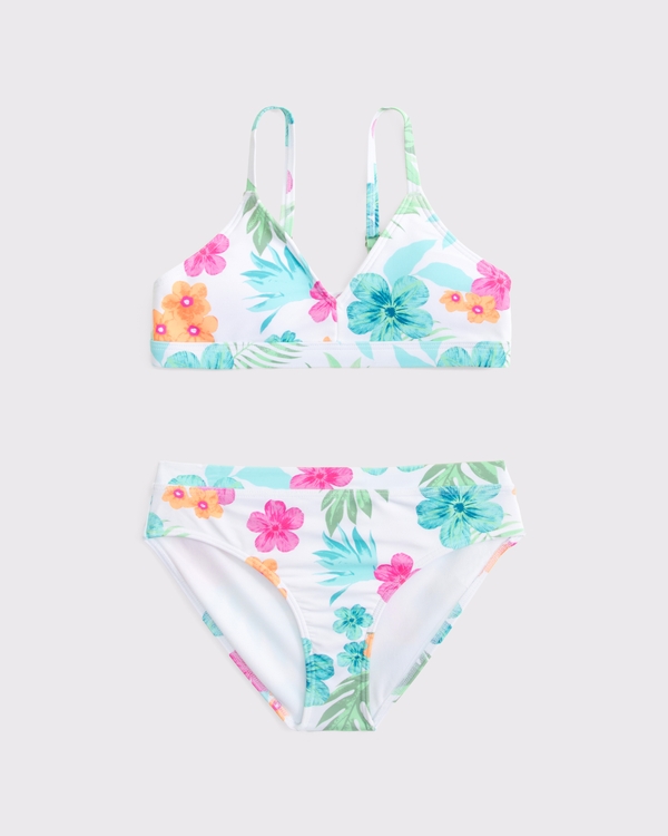 triangle two-piece swimsuit, White Floral view 1
