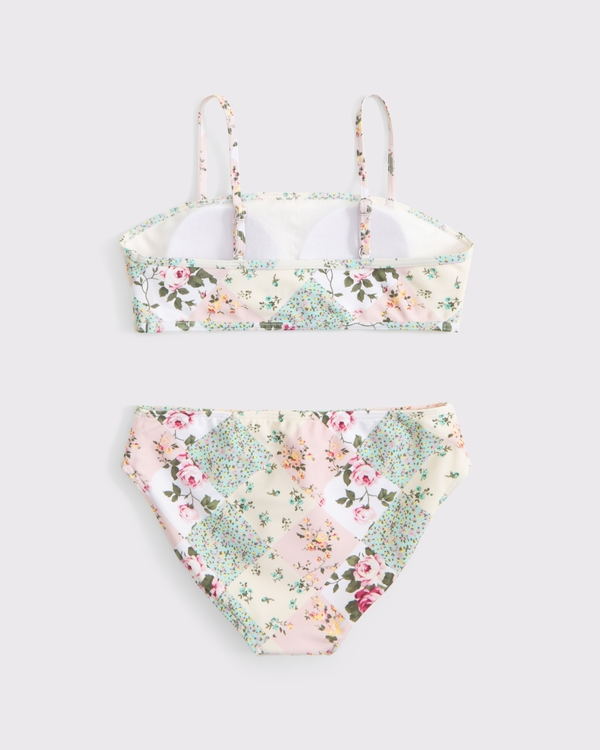 Zweiteiliger Bandeau-Badeanzug mit Stickerei, Weiss Mit Muster view 2