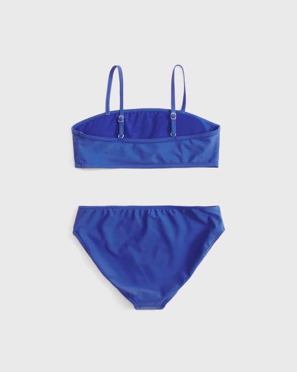 Zweiteiliger Bandeau-Badeanzug mit Stickerei, Blau view 2
