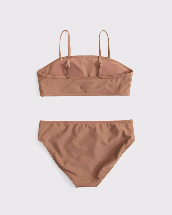 embroidered bandeau two-piece swimsuit, Brown view 2
