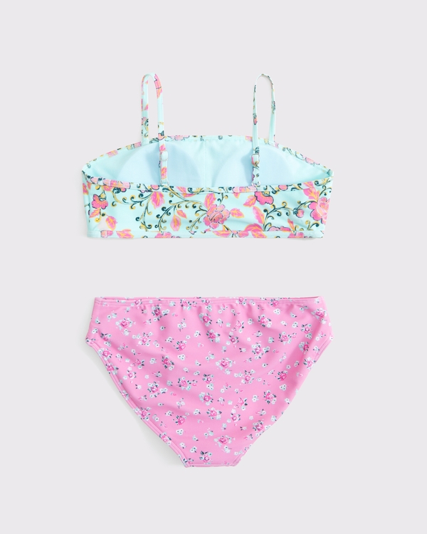 embroidered bandeau two-piece swimsuit, Pink Floral Pattern view 2