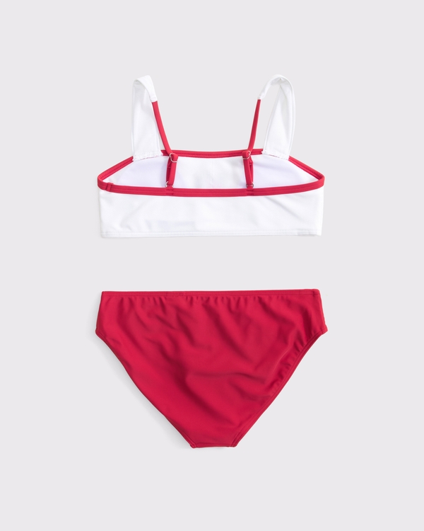 bandeau two-piece swimsuit, White And Red view 2