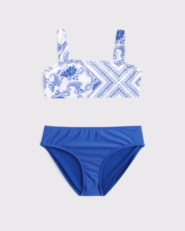 bandeau two-piece swimsuit, Blue Pattern view 1
