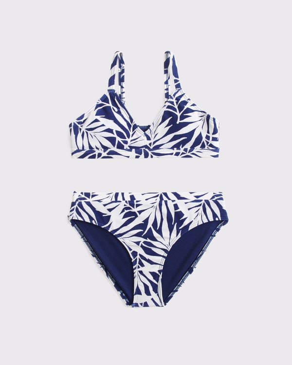 triangle two-piece swimsuit, Navy Pattern view 1