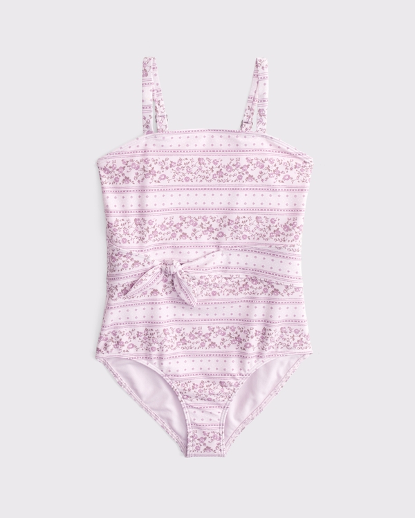 tie-waist one-piece swimsuit, Pink view 1