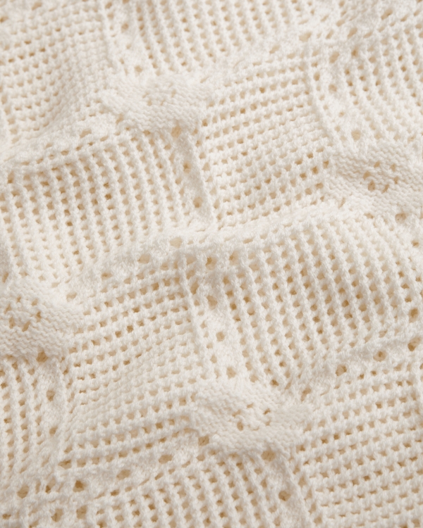 crochet-style mini dress coverup, Cream view 2