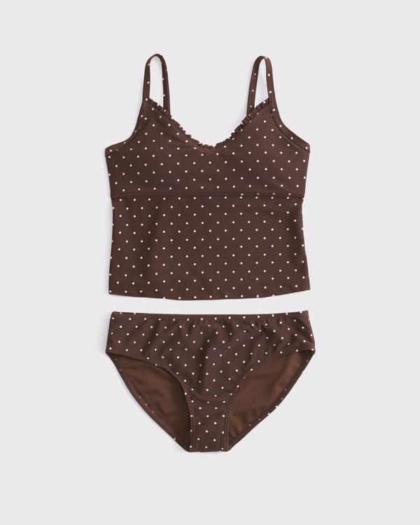two-piece tankini swimsuit, Brown Dot view 1