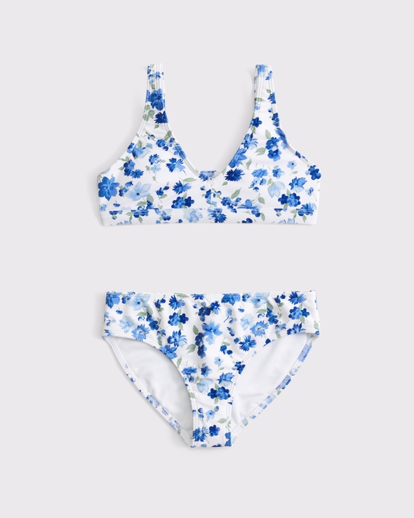 two-piece swimsuit, Blue Floral view 1