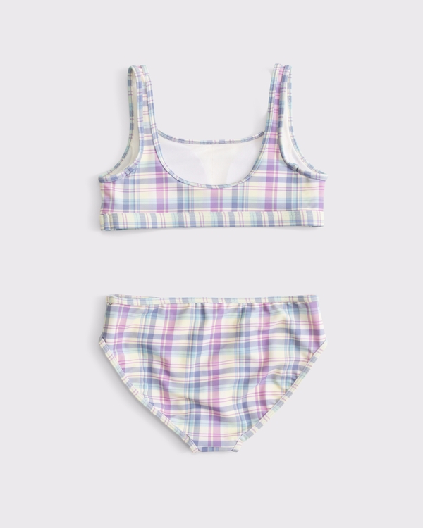 scoop neck two-piece swimsuit, Blue Plaid view 2