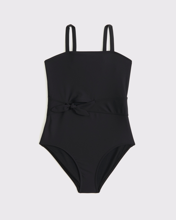 tie-waist one-piece swimsuit, Black view 1