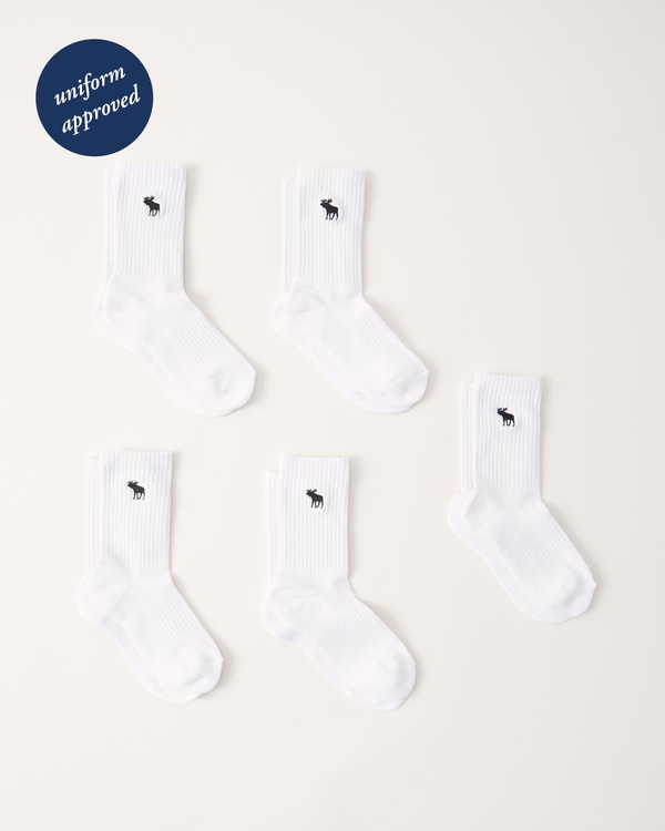 5-pack calf socks, White