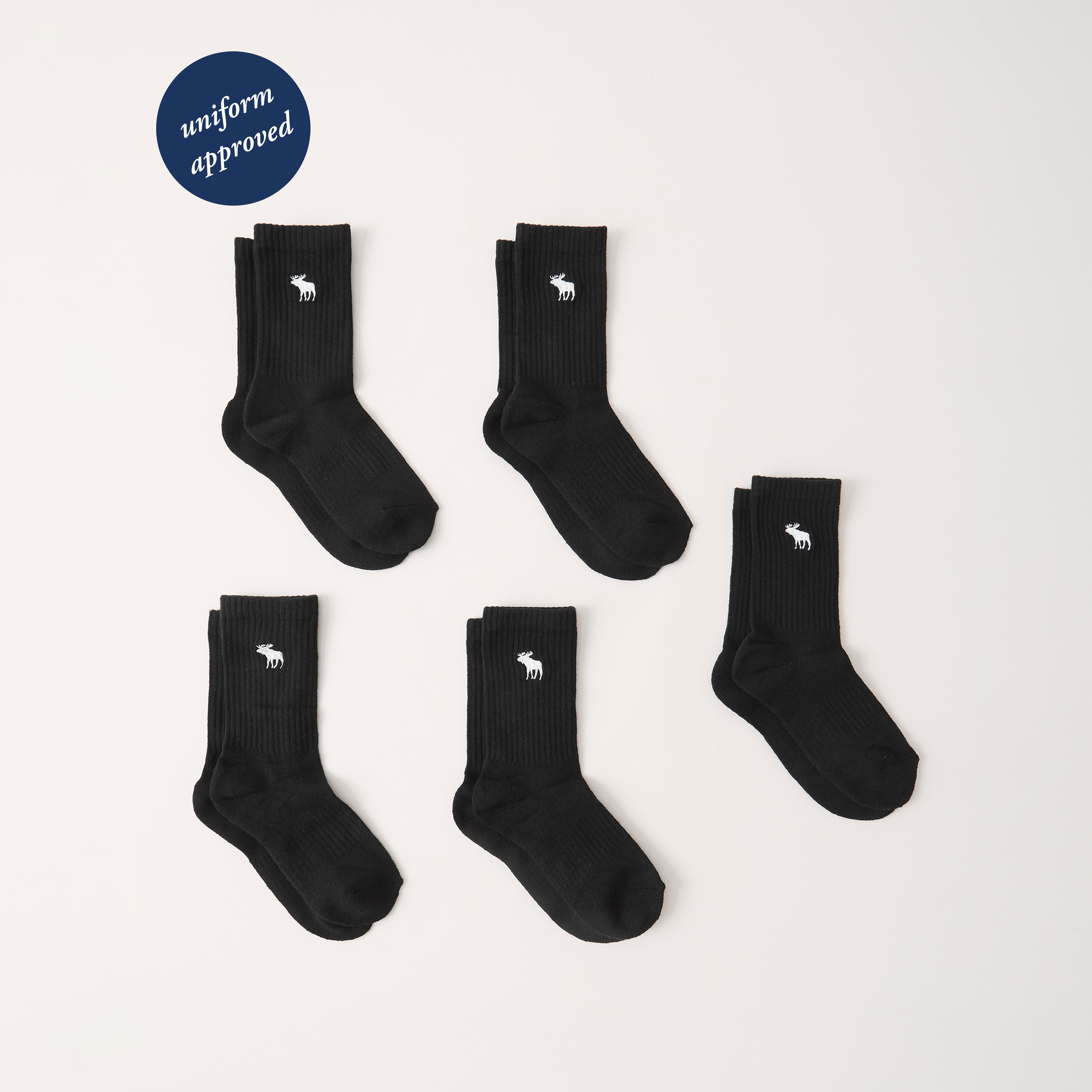Abercrombie & Fitch Kids' 5-pack Calf Socks In Black