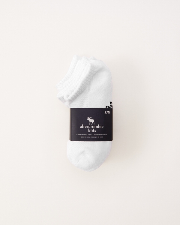 5-pack ankle socks, White