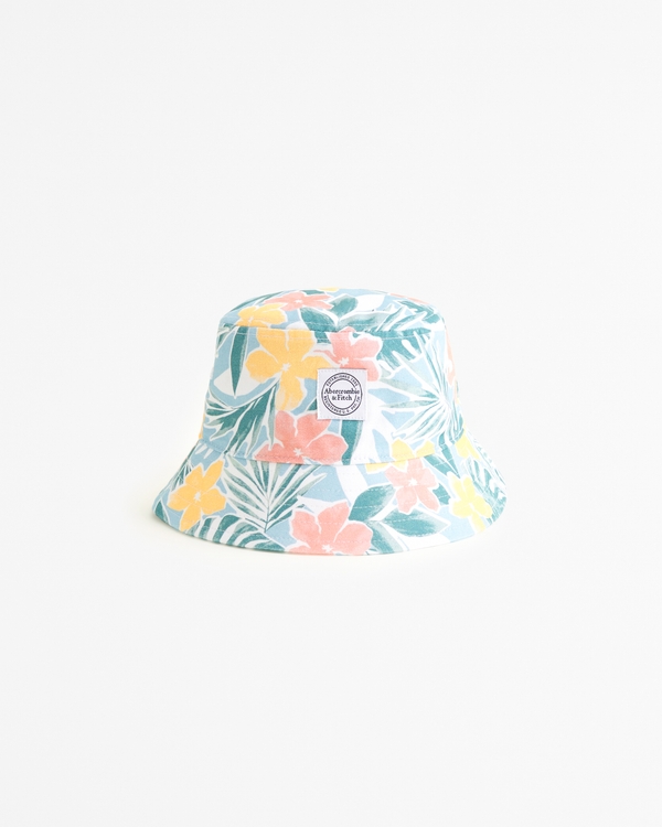 pattern logo bucket hat, Blue Floral