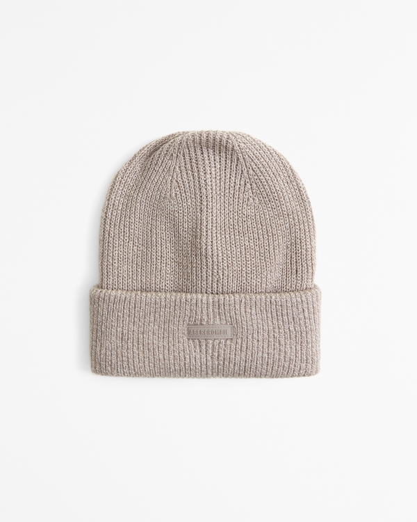 logo knit beanie, Light Brown