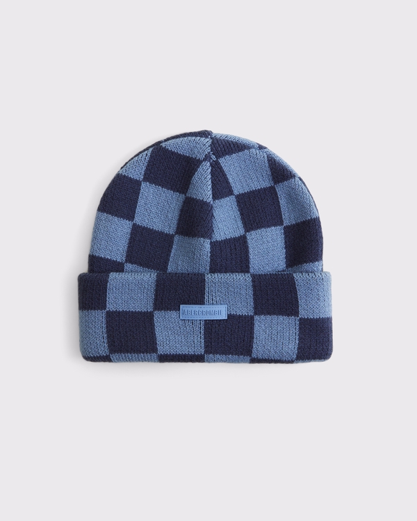 logo knit beanie, Blue