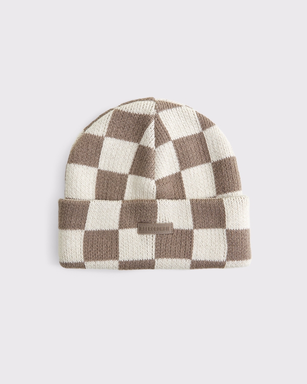 logo knit beanie, Brown