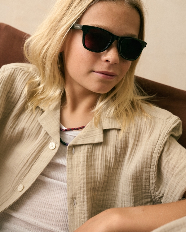 square sunglasses, Black view 1