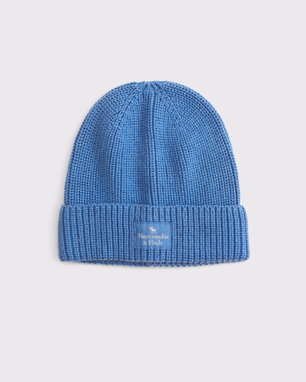 rib logo beanie, Blue view 1