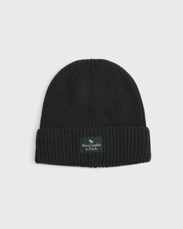 rib logo beanie, Deep Green view 1